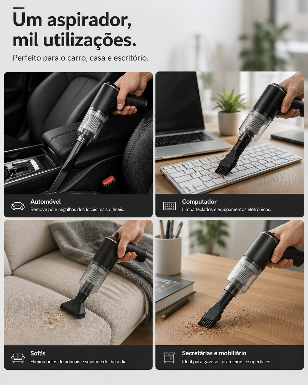 Aspirador Portátil Sem Fios 2 em 1 — Aspira e Sopra