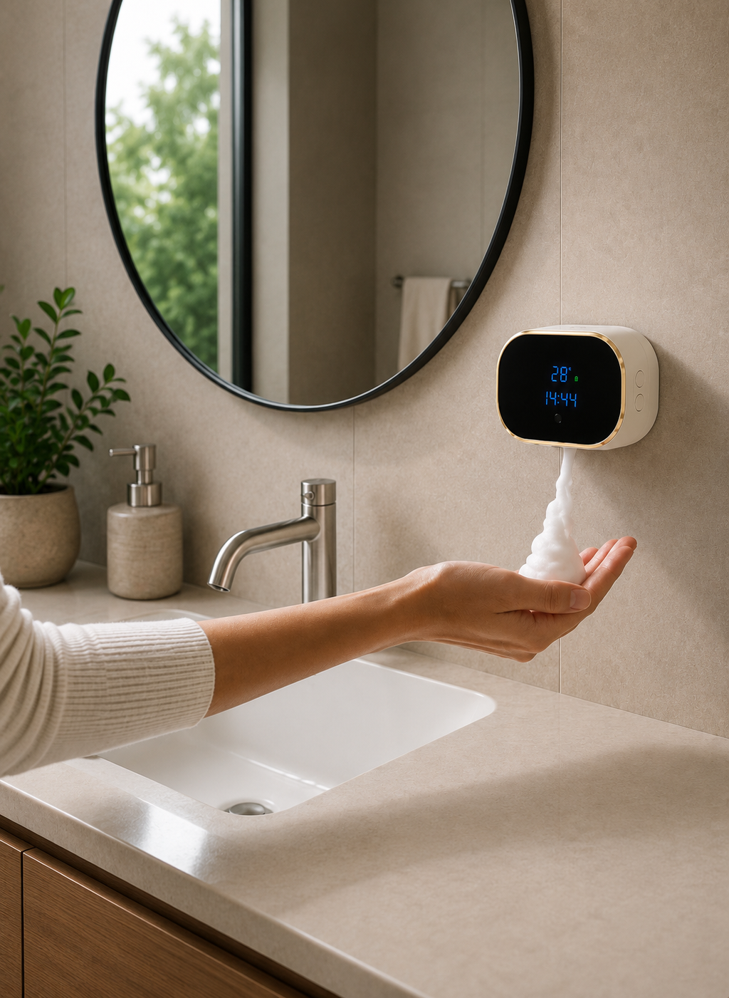 Dispensador de Sabão Automático com Relógio Digital